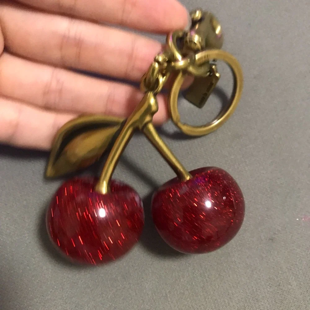 Coach Red Glitter Cherry Key Fob